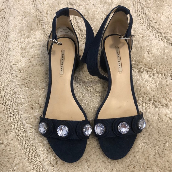 Zara woman denim open toe sandals size 38